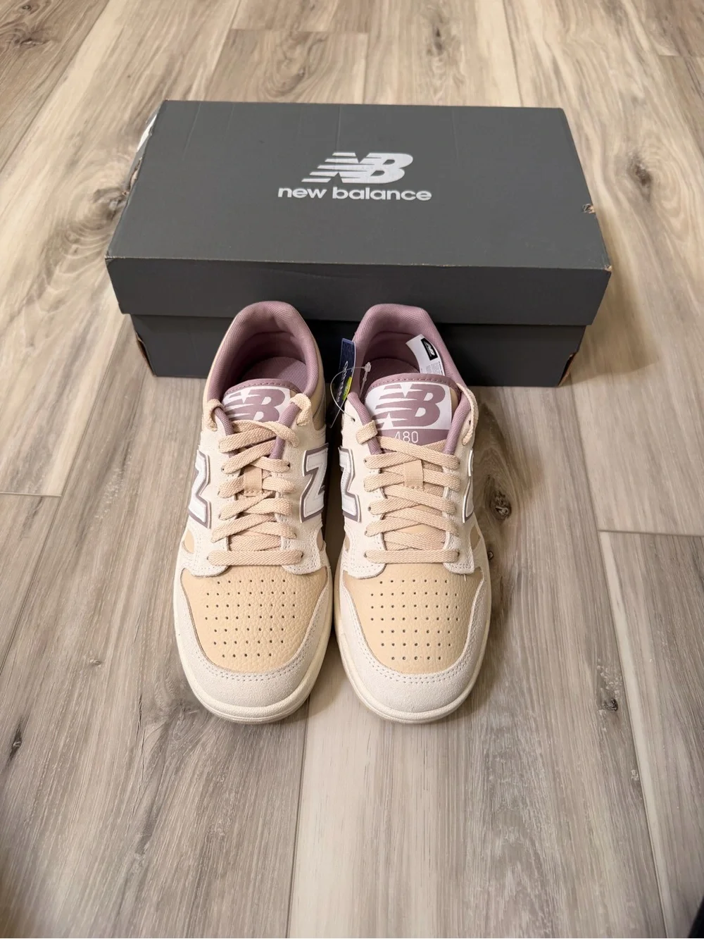 New Balance 480 BB480LHP Linen Pink Leather Sneakers NWT Size 7